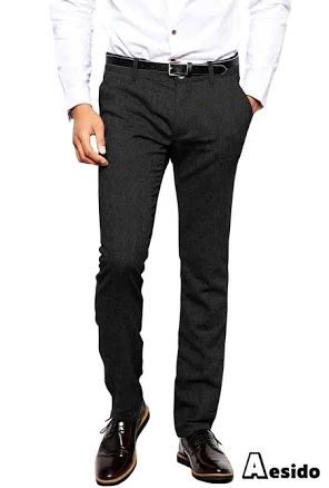 Aesido Men's Wool Tweed Pants