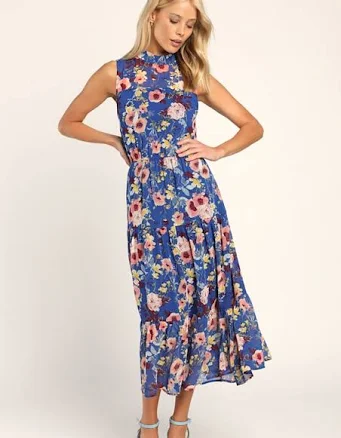 Lulus Floral Print Midi Dress