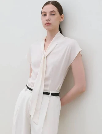 FRONTROW [Drama Signature] Summer Tie-Collar Silky Blouse_3color by W Concept