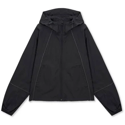 MATIN KIM - CROPPED BACK LOGO HOODY WIND BREAKER IN Black