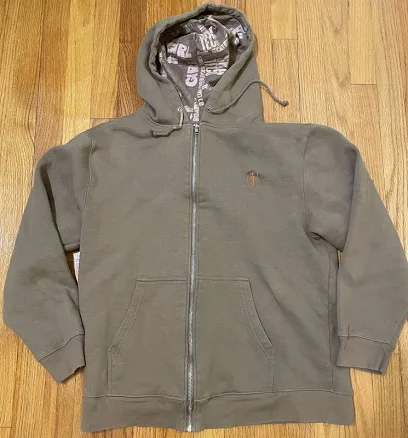 Girl Skateboard Company Light Brown Zip Up Hoodie Size Medium