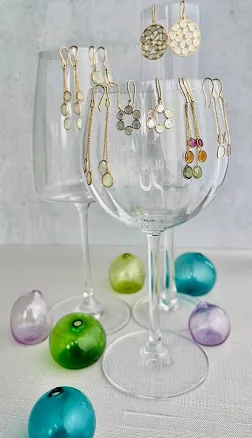 18k Gold Diamond and Opal Earrings