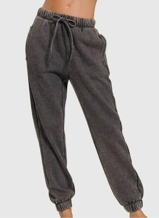 Acid Wash Fleece Lined Joggers