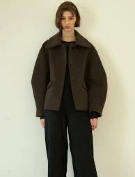 Balloon Half Coat Dark Brown