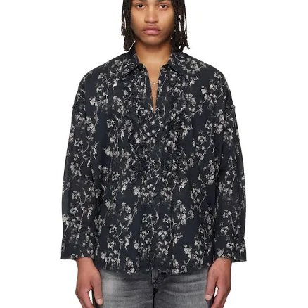 R13 Floral Print Ruffle Shirt