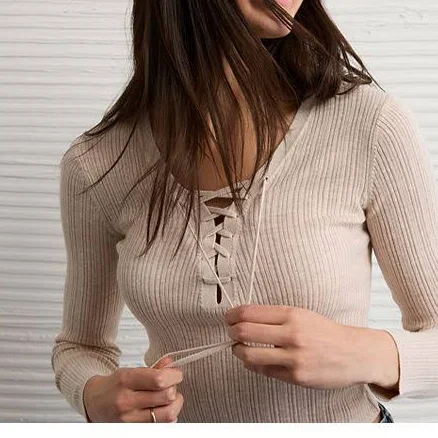 AE Lace-Up Sweater Women's