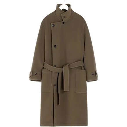 Lemaire Men's WRAP COAT with Contrast Stitch