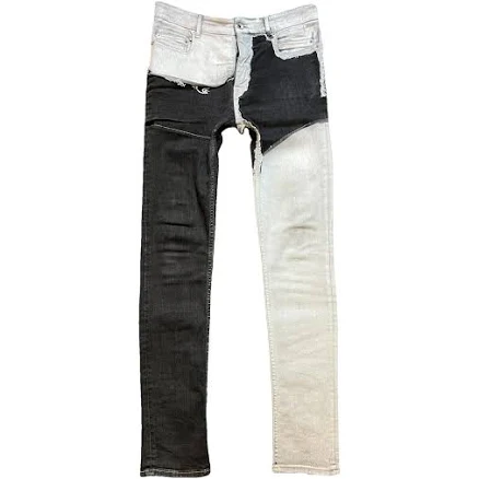Rick Owens Black Waxed Denim Tyrone Cut Collage Jeans Size 30 US