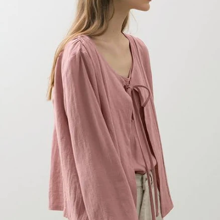 NONLOCAL Linen Shirring Cardigan