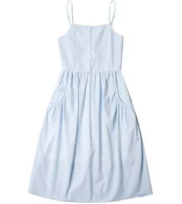 SIYAZU SIA8020 Seersucker Sleeveless Dress_Blue Stripe