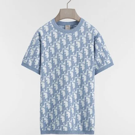 DIOR Men's Oblique Regular Fit Cotton-Wool-Silk Jacquard T-Shirt