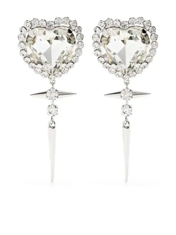 Crystal-embellished Heart Earrings