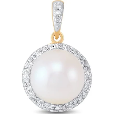 Frankie & Zoe Women's Diamond & Freshwater Pearl Pendant in Yellow Gold