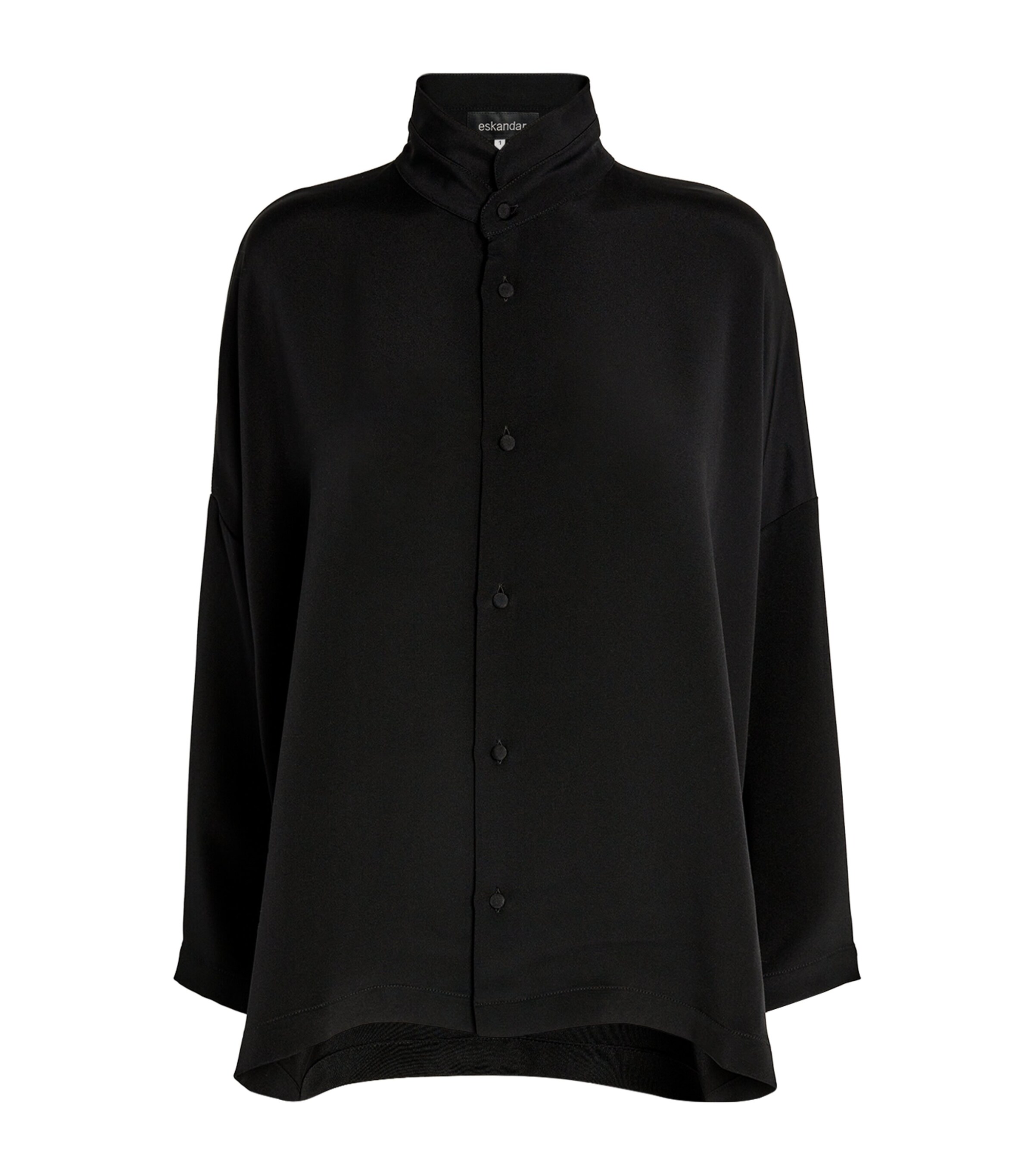 Eskandar Silk Stand-Collar Shirt