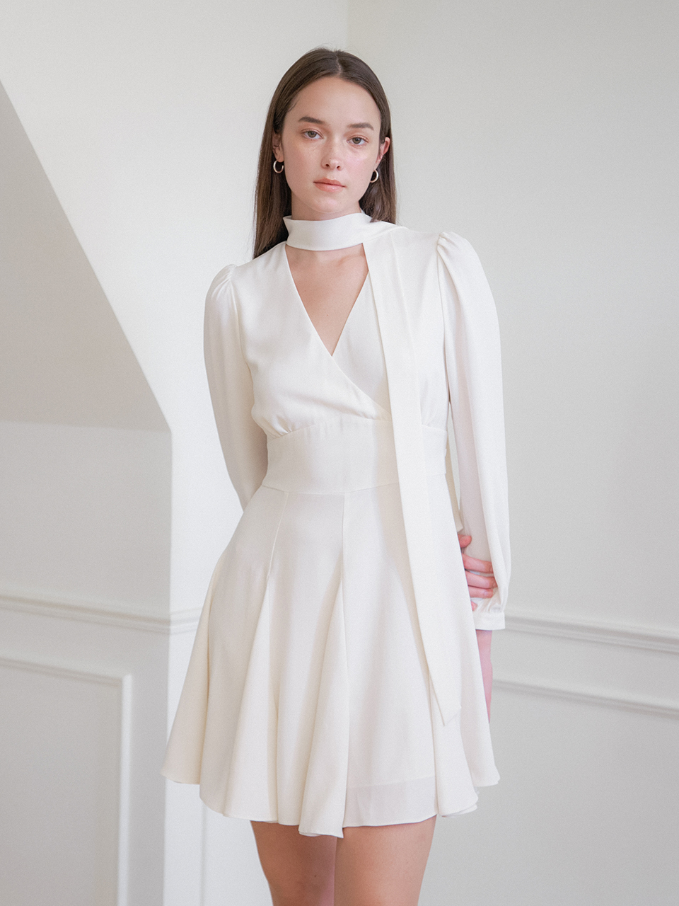 Tie Collar Flare Dress