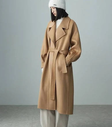 "RE RHEE BALLOON SLEEVE BELTED ZIBELINE COAT
