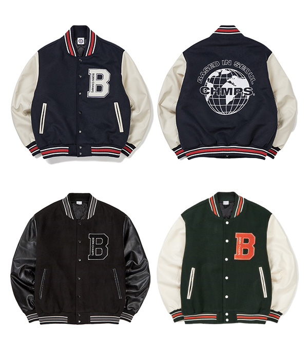 [3COLORS] CHMPS GLOBE VARSITY JACKET B22FT13