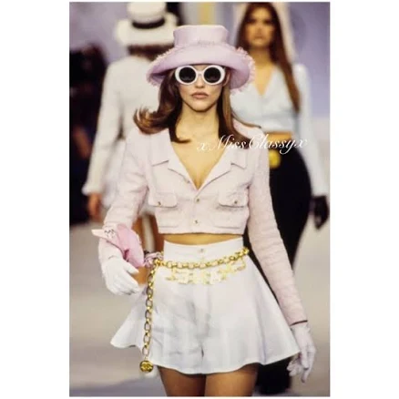 extremely Rare Vintage Chanel 1993 Runway Tweed Pink Cropped Jacket