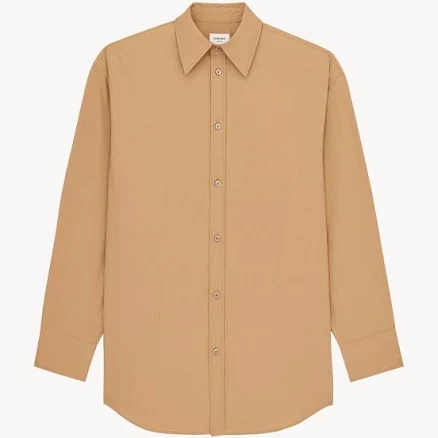 Saint Laurent Cassandre Shirt In Striped Cotton Poplin - Brown - Women - F36