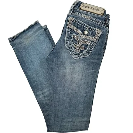 Vtg Y2k Women's Low Rise Rock Revival Ellor Blue Denim Slim Bootcut