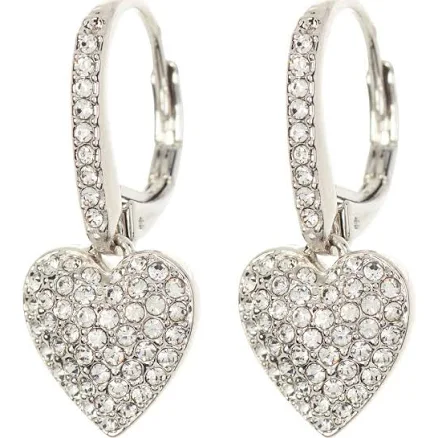 Pavé CZ Heart Drop Earrings