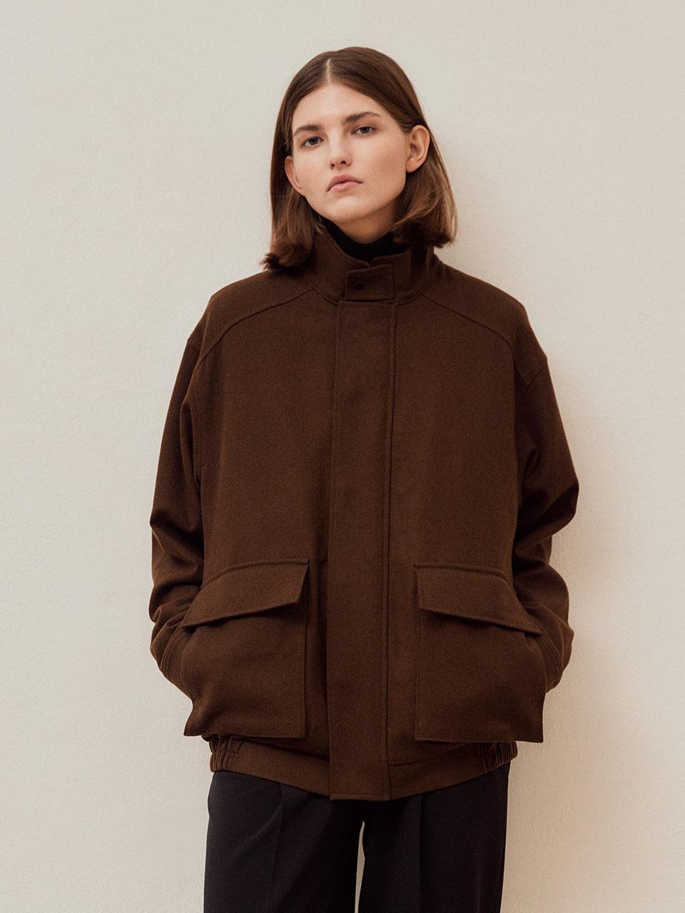 ZIP-UP WOOL JACKET (BROWN)