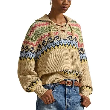 Polo Ralph Lauren Women's Fair Isle Lace-Up Sweater