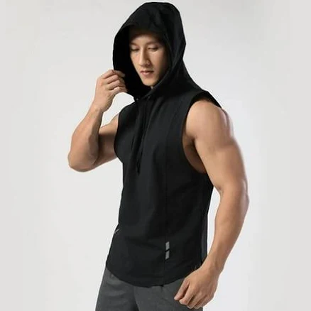 Men's Sleeveless Hooded French Terry Tank Top