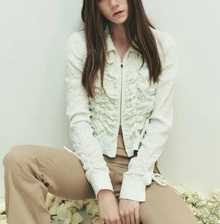 raive Shirring Texture Blouse VW5SB130_2color Shirts & Tops IVORY_01S
