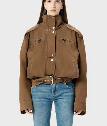 BLUMARINE Canvas biker jacket with belt