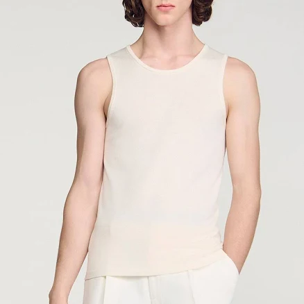 Sandro Men's Cotton Knit Crew Neck Vest Top