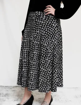 Fit n Flare Geometric Midi Skirt