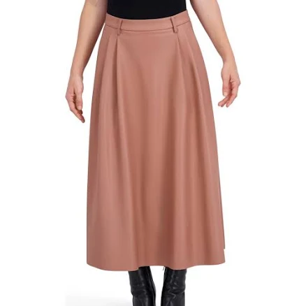 Ookie & Lala Supersoft Faux Leather Pocketed Maxi Skirt