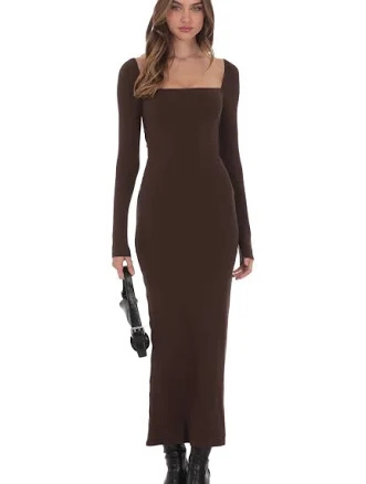 Cinch-Tie Ribbed Maxi Dress