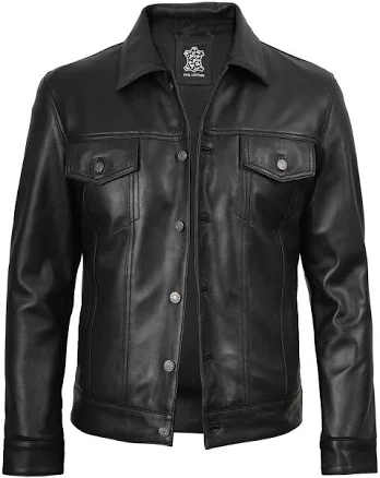 Decrum Men's Genuine Leather Trucker Jacket