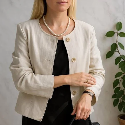 Women's Cropped Linen Blazer