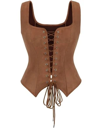 1950s Suede Lace-Up Corset Vest