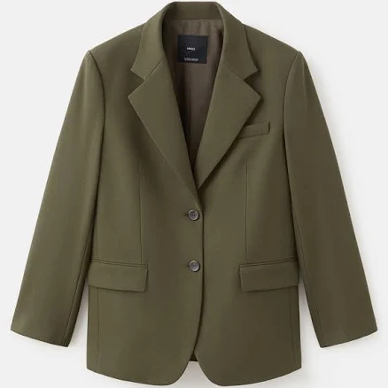 MANGO Women's Double-Breasted Notch Collar Suit Blazer