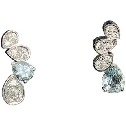 Chaumet Joséphine Ronde d'Aigrette White Gold Earrings with Aquamarines and Diamond