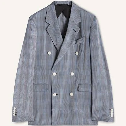 Lanvin Men's Double-Breasted Checkered Viscose Jacket