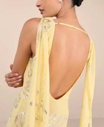 Lulus Floral Cowl Sash Maxi Dress