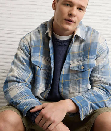 AE Men's Boxy Flannel Shirt
