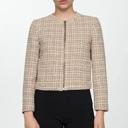 MANGO Women's Tweed Zipped Jacket