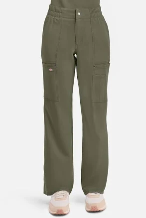Dickies Women's Mid Rise Zip Fly Wide Leg Cargo Pants