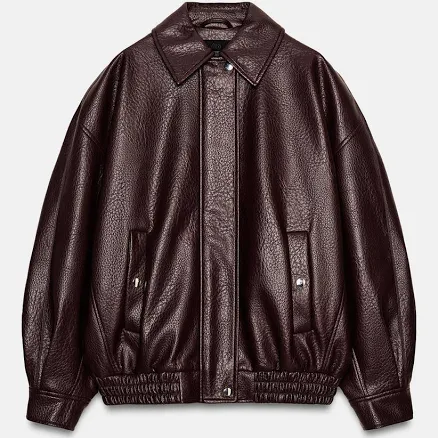 Zara Faux Leather Bomber Jacket