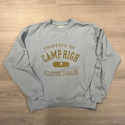 Camp High Psilocybin Counselor Crew Neck Sweatshirt - Men | Color: Gray/White | Size: XL