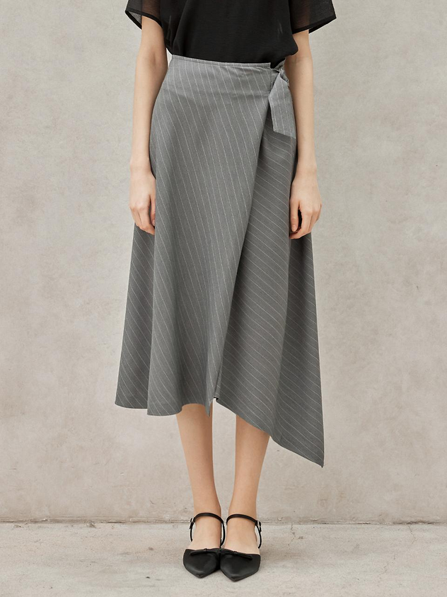 Textured Stripe Flared Skirt