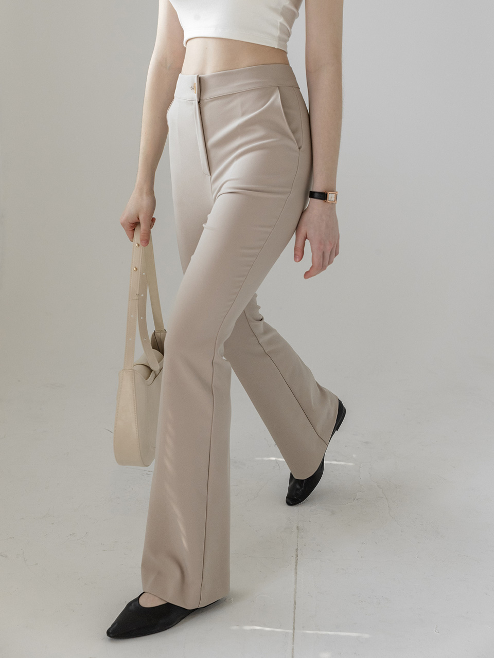 SLIM SEMI BOOTS-CUT SLACKS NNSL0006