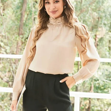 Ladies Ruffle Collar Silk Blouse
