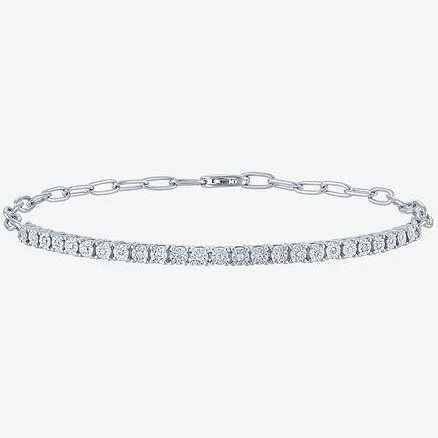 Sterling Silver Lab Grown White Diamond Tennis Bracelet
